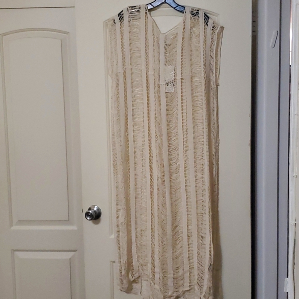 Beautiful cut out ecru long coverup